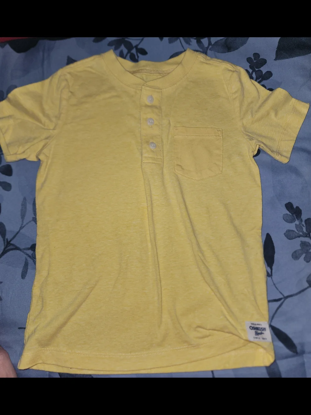 Yellow Kids' Short Sleeve Henley Pocket Tee 5T